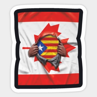 Catalonia Flag Canadian Flag Ripped - Gift for Catalan From Catalonia Sticker